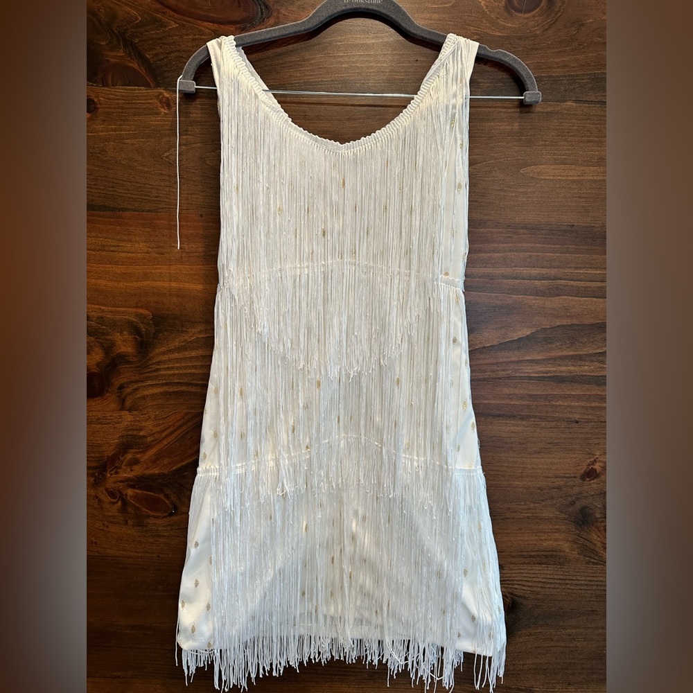White fringe mini dress